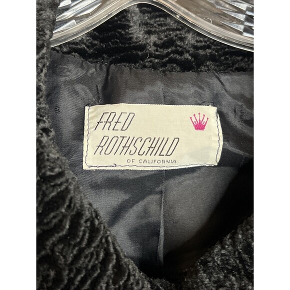 Fred Rothschild Black Faux Fur Vintage Winter Coat Medium - Picture 5 of 8